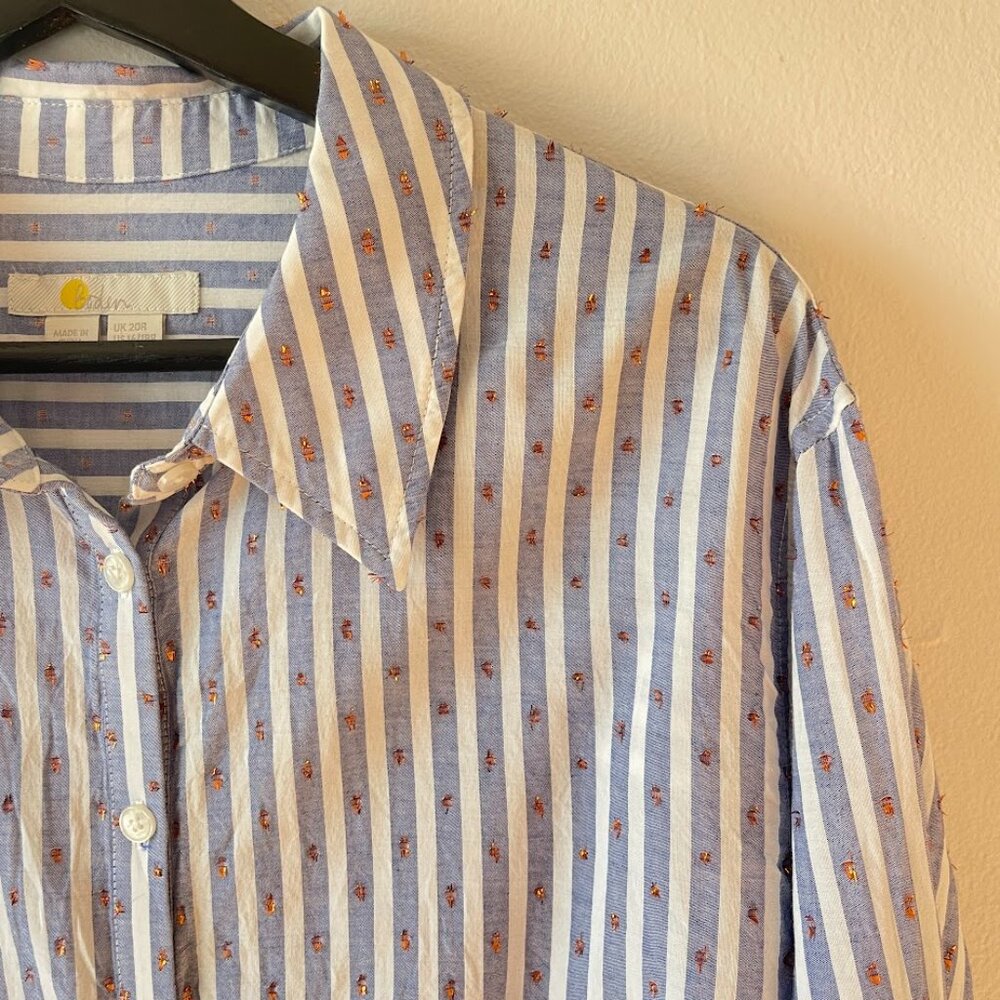 Boden Striped button-down blouse with copper metallic fleck - 16/18R - Picture 6 of 8